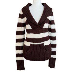 Y2K Wet Seal Striped Sweater Medium Large Brown Bella Swan 2000s Rory Gilmore
